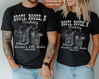 Personalized 50th Cowgirl Birthday Party Unisex Shirts Custom 50th COUNTRY RODEO Birthday Shirt Western 50th Hoedown Tee gift for Men Women