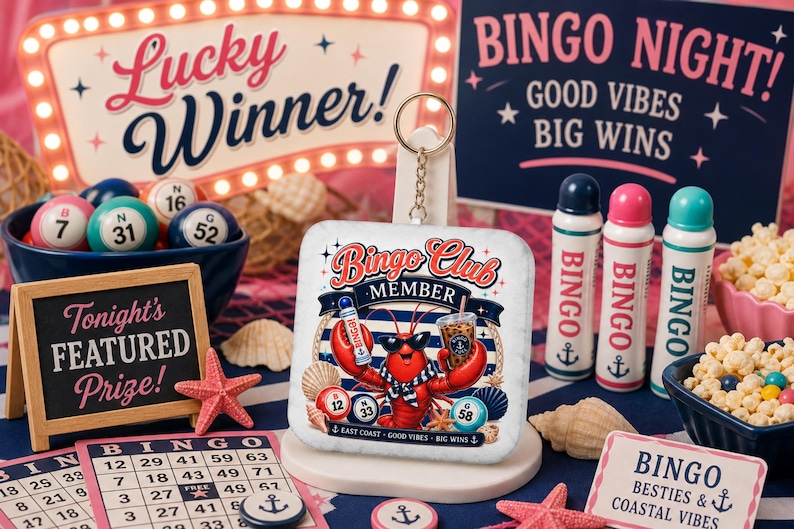 Bingo Club Member Custom Shape Mini Plush Keychain | Lobster Bingo Ball ...