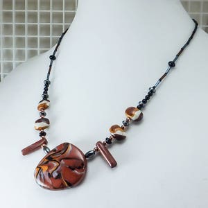 Handcrafted Choker Copper Black Swirl Necklace No. 180 image 2