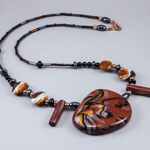 Handcrafted Choker Copper Black Swirl Necklace No. 180 image 1