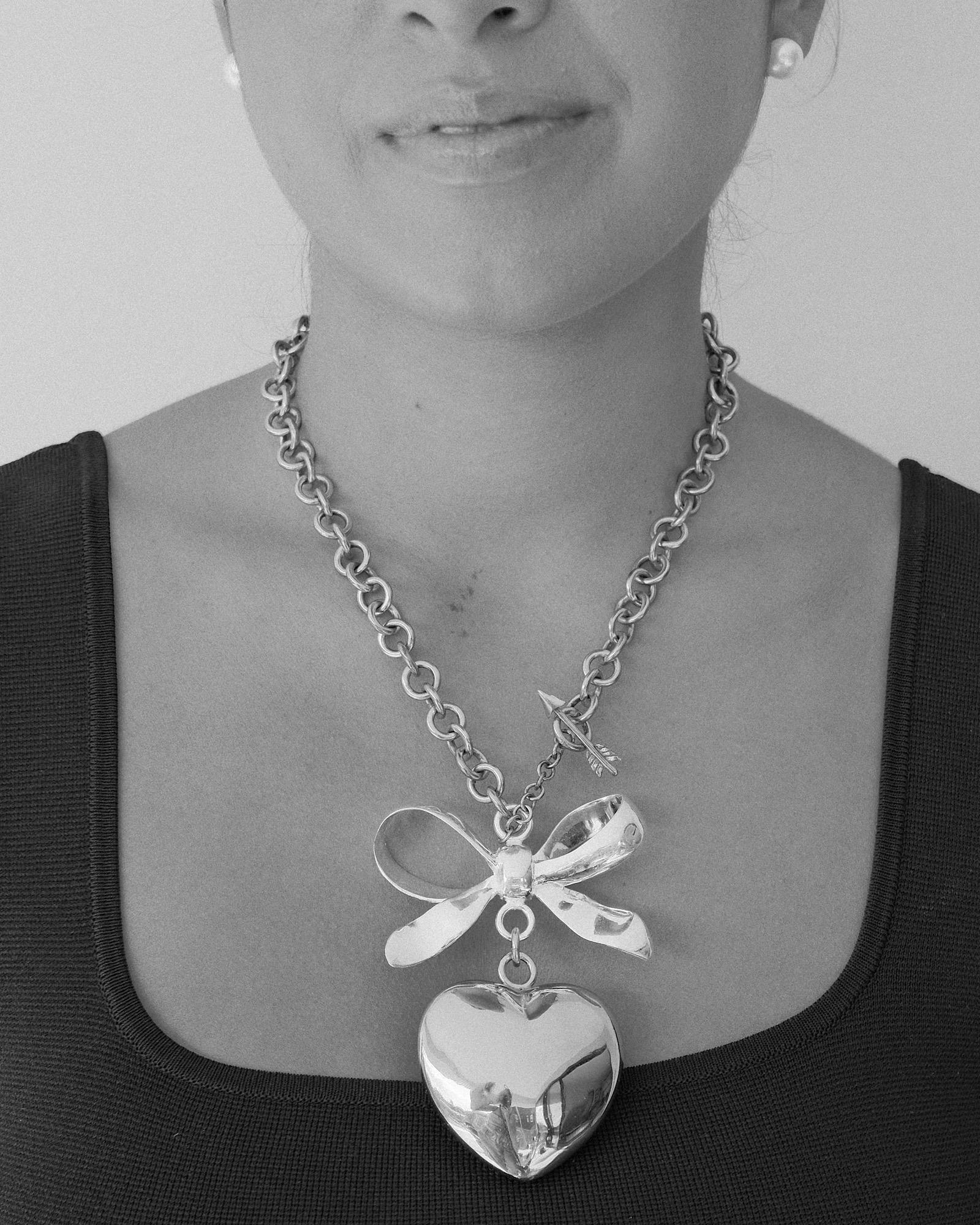 ★ENGBROX★ briana ribbon heart necklace EBNL24023 Designer fashion, Seoul-fully created | W Concept