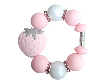 Pink Strawberry Stanley Cup Charm, Stanley Cup Accessories, Stanley Tumbler, Gift For Her, Stanley Bracelets, Pink Stanley Cup Charm