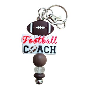 Football Coach Keychain, Sports Keychain, Youth Football, Bogg Bag Charm, Football Purse Charm, Football Zipper Pull, Football Coach Gift
