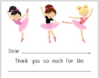 Autumn Gold Ballerina Ballet Party Thank You Cards