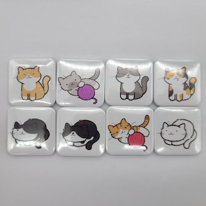 Cat Button Pin or Magnet (Art by Ouarmy)