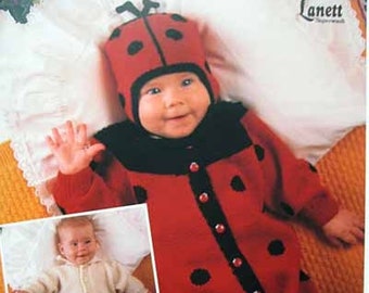 Sandnes Baby 9910 Sweater Knitting Crochet Pattern Booklet In ENGLISH 0-4 years Layettes Bees~Ladybugs~Flowers~Lace~Nordic~Heart~Norway