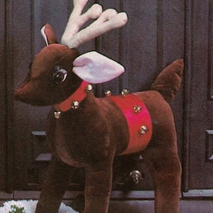 Rudolph Reindeer SEWING PATTERN Make Stuffed Toy~Doll~19&quot; Tall~Full Size Not a Graph~Vintage Design~Home Dec~Fun for Christmas PDF Download