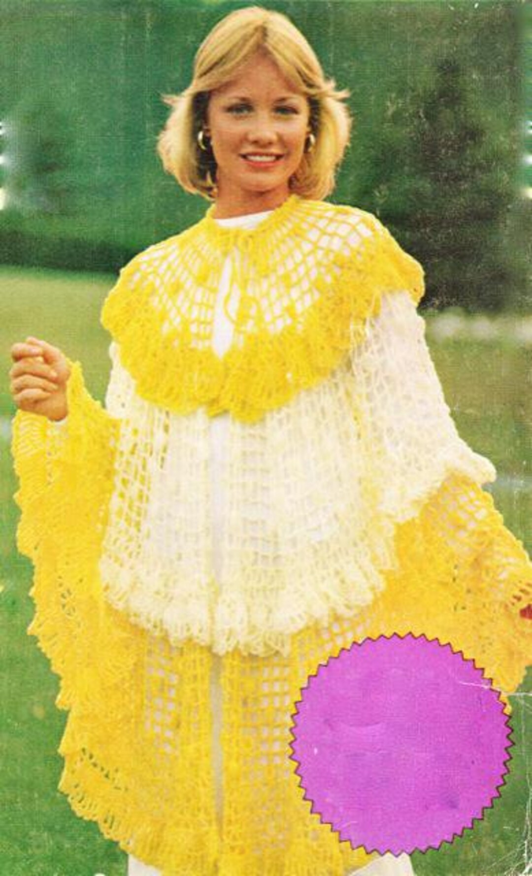 Vintage 1970's Crochet Pattern Ruffled CAPE or SKIRT Easy Lacy Fun! E ...