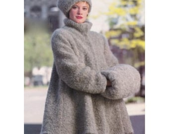 Modello vintage per maglia: cappotto, cappello e manicotto persiano a trapezio (e-pattern), download immediato.