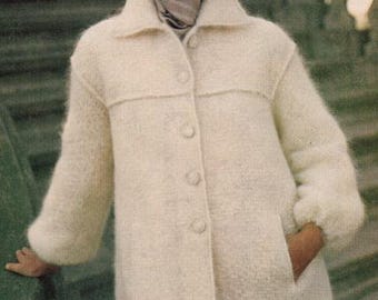 Modello per maglia facile e veloce per giacca/cappotto/copricapo in mohair stile vintage, download immediato.