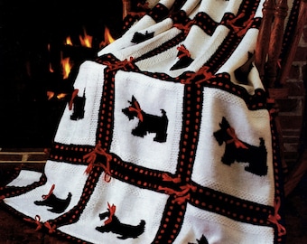 Adorabile cane scozzese AFGHAN KNITTING Pattern per coperta in PDF, download immediato, modello elettronico