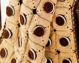 Easy OREO COOKIE AFGHAN Throw Blanket Crochet Pattern~Easy Chocolate Sandwich Cookie ~ e-pattern P D F Instant Download