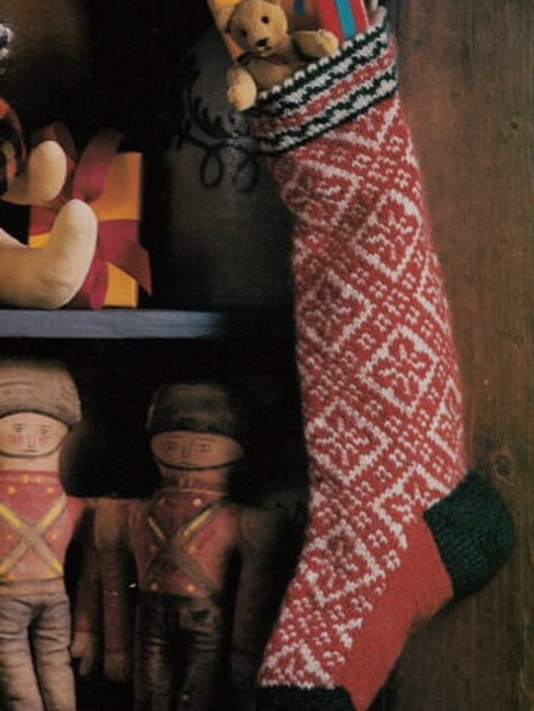 Fair Isle Christmas STOCKING KNITTING PATTERN Fairisle~folk Art Design ...