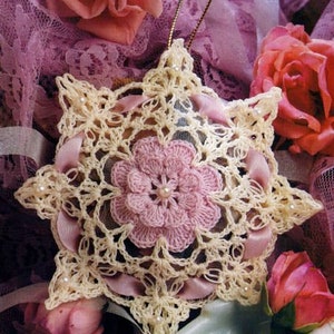 Mothers Day Rose SACHET CROCHET PATTERN~Christmas Ornament~Hang on Tree or use in drawer 5 1/2" Quick Easy Gift!  pdf  Instant Download