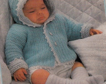 Pull réversible pour bébé ~ manteau ~ veste à capuche MOTIF AU CROCHET 3 et 6 mois Modèle électronique facile à créer TÉLÉCHARGEMENT instantané