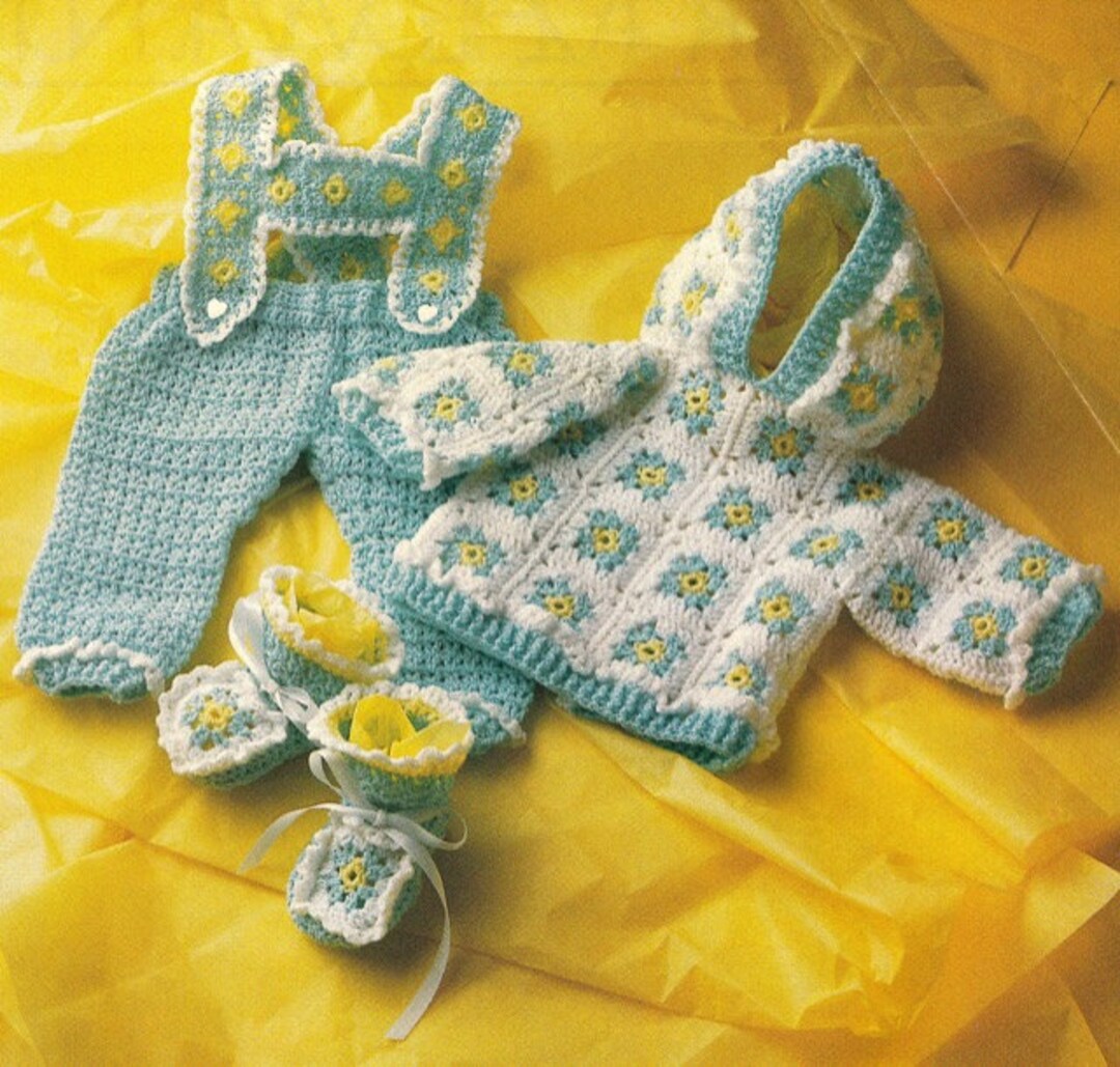 Easy Baby Layette Set CROCHET PATTERN Romper~hoodie Hooded Jacket ...