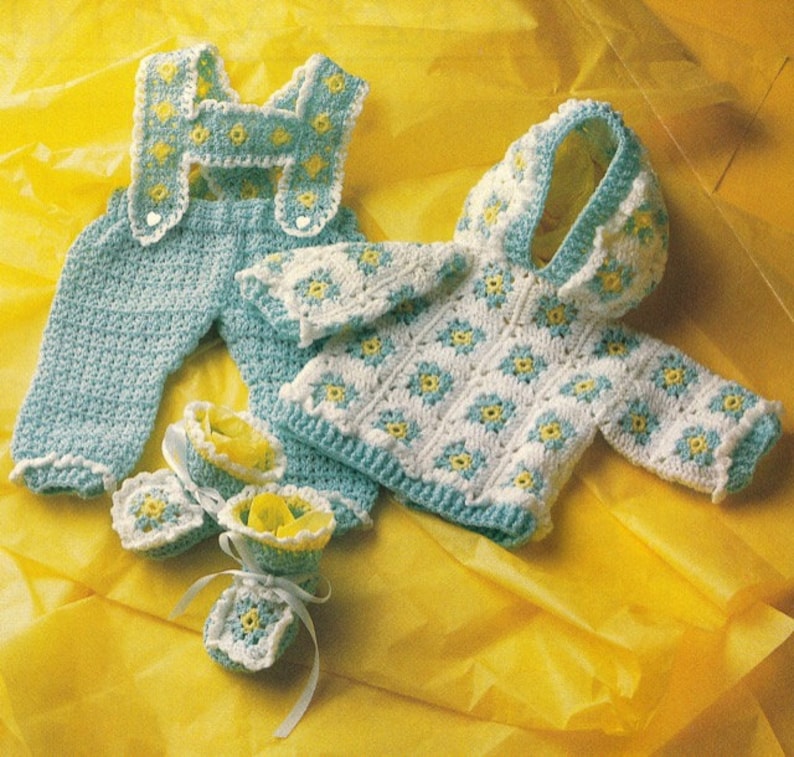 Easy Baby Layette Set CROCHET PATTERN Romper~hoodie Hooded Jacket ...