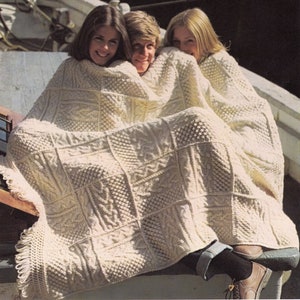 Coperta da tiro afghana Aran modello a maglia a scacchiera Bobbles PDF Download istantaneo modello elettronico