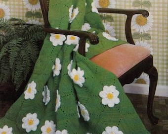 Schema per coperta all'uncinetto con motivo a margherita, blocchi esagonali facili da realizzare (schema in PDF)