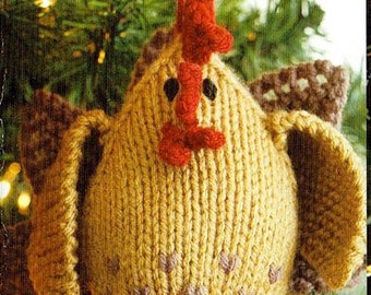 Ornamento natalizio a forma di animale - MODELLO A MAGLIA - 4 Ornamenti ~ Gatto ~ Tacchino ~ Renna ~ Decorazioni per Natale o Giocattoli - Modello PDF da scaricare immediatamente