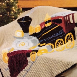 Tåglokomotiv afghanskt mönster filt PDF direktnedladdning e-mönster