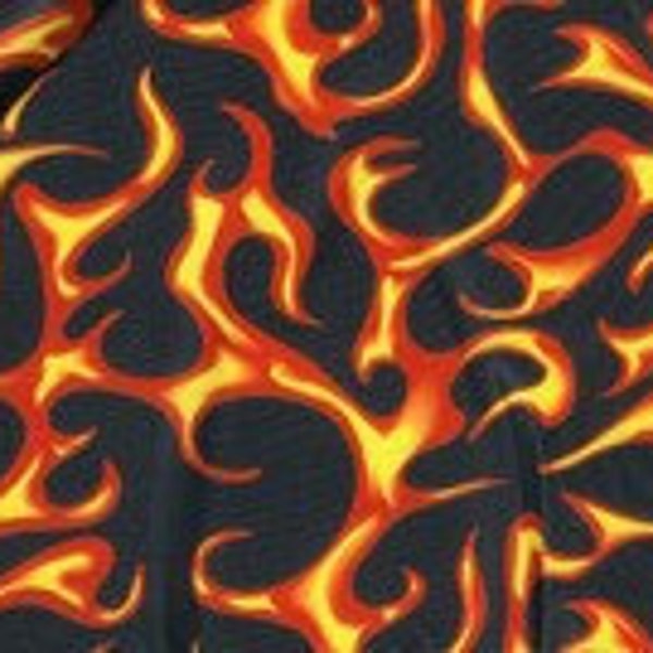 Flames on Black  PUL Fabric Waterproof Diaper Cut