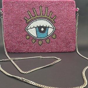 Cartera cruzada con cuentas rosas, accesorio encantador con cuentas para salidas informales, gran regalo para cumpleaños