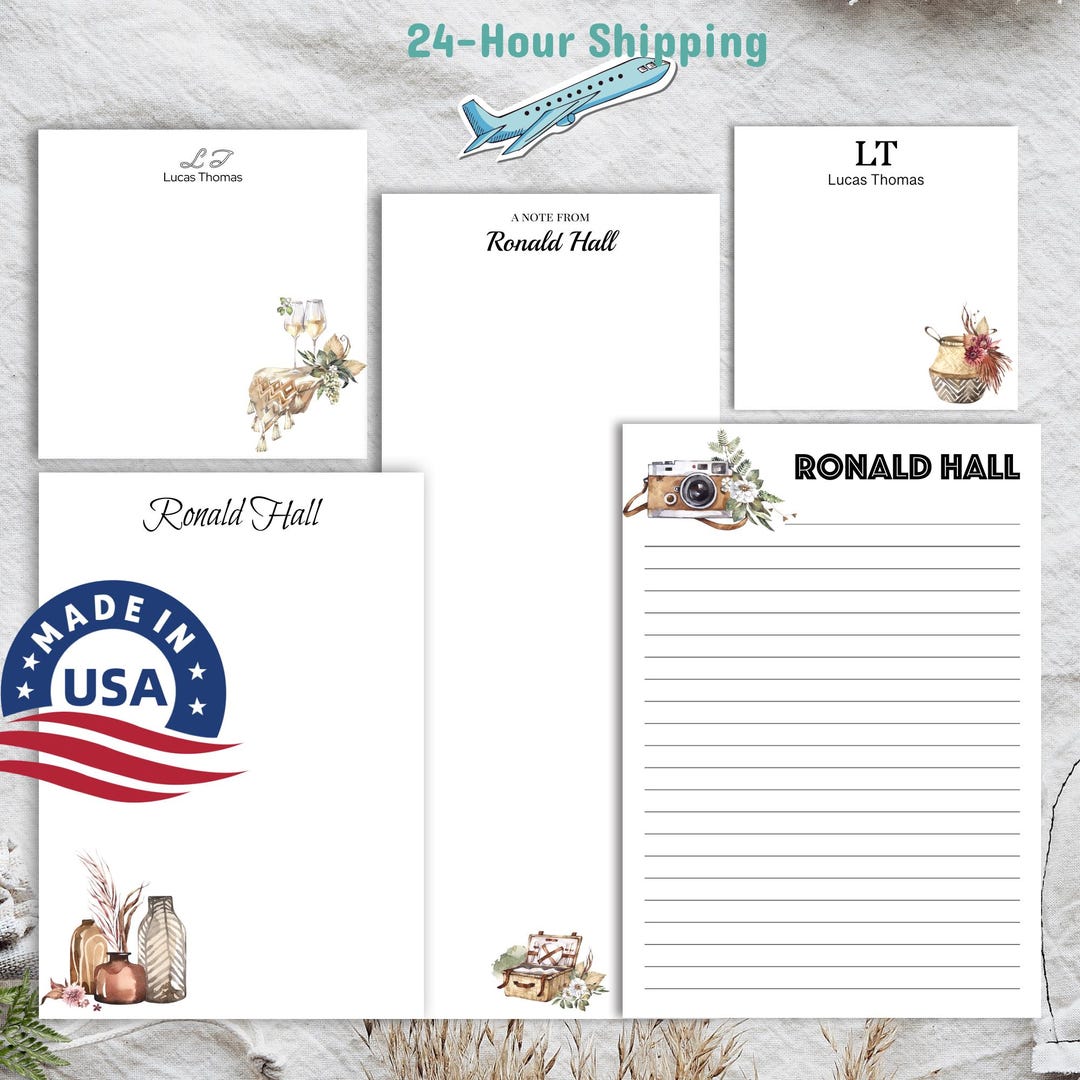 Personalized Vintage Design Notepad | Vase Notepad | Wine Glass Notepad ...