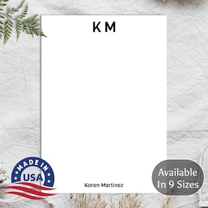 Custom Monogram Notepad: Personalized Stationery, Elegant Minimalist Design