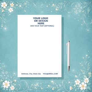 Custom Logo Notepad: Personalized Business Stationery, 16 Font 28 Colors