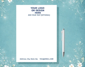 Custom Logo Notepad: Personalized Business Stationery, 16 Font 28 Colors