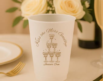 Personalized Wedding Frosted Cups: Customized Wedding, Party, Shower, Rehearsal Dinner Favors; Shatterproof Plastic