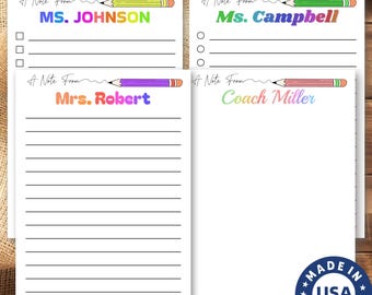 Personalized Colorful Notepad For Teacher, Custom Notepad with Crayons, To Do List Notepad for School End of the Year Appreciation Gift