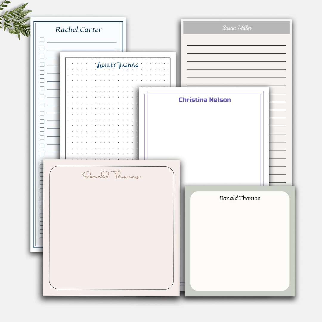 Personalized Notepad Set With Border Design, Custom Name Stationery ...