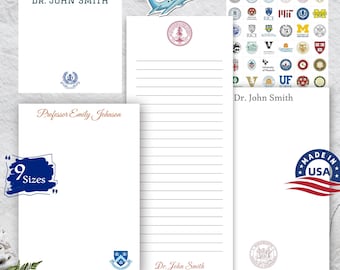 Personalized University Notepad | Custom School Emblem & Logo Notepad | Ideal for Academic Professionals, Professors, and Graduates