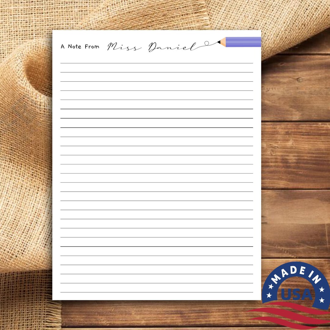 Personalized Teacher Notepad: Custom Pencil Design, USA Made - Etsy