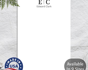 Custom Monogram Notepad: Personalized Stationery, Elegant Minimalist Design
