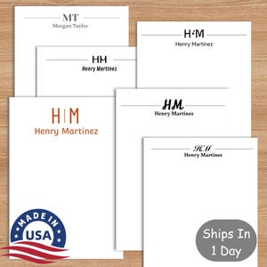 Personalized Monogram Notepad Stationery Desk Pad Elegant Custom Notepad - Business - Writing Pad For Him