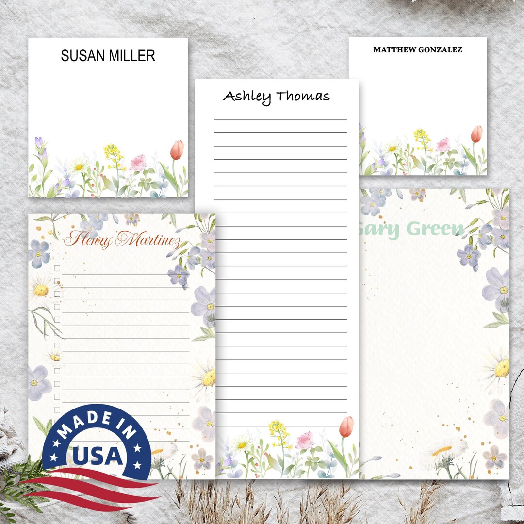 Personalized Floral Notepad: Custom Watercolor Wildflower Stationery - Etsy