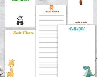 Personalized Kids Notepad: Animal Design, Custom Name