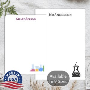 Personalized Science Teacher Notepad, Personalized Science Notepad, Stationery Gifts for Science Teachers, Custom Chemistry Notepad