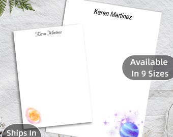 Personalized Galaxy Notepad Set: Custom Name Space Stationery