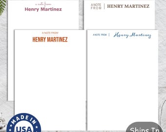 Personalized Custom Notepad, Stationery Gift Idea, Customized &quot;A Note From&quot; Personal Notepad