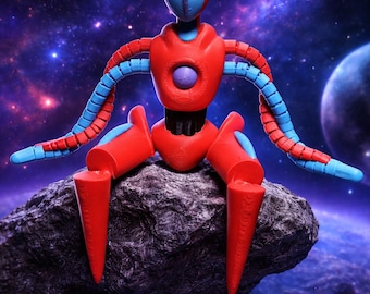 Deoxys Flexi Articulated Figure 3D Printed | Pokémon Inspired Poseable Toy | Shiny Variant Available | Desk Decor | Gift for Gamers