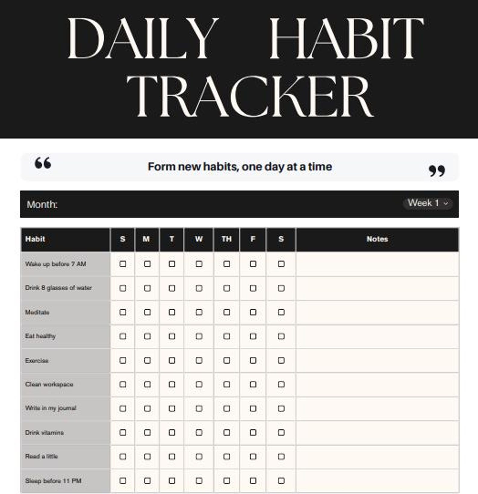 Daily Habit Tracker Template: Build Consistent Routines a Productivity ...