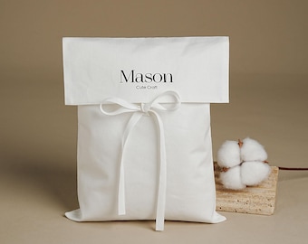 50pcs Cotton Canvas Flap Bag: Custom Logo Package for Jewelry, Cloth, handbag, gift, CAV-105