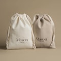 50pcs Herringbone Beige Cotton Drawstring Pouch - Custom Logo dust bag  HRB-104 product logo