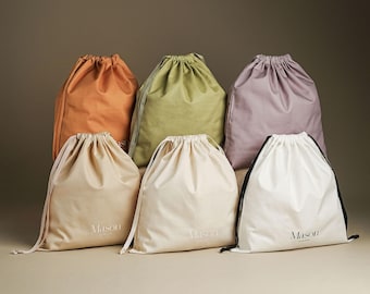 Enlace de muestra Bolsas protectoras con logotipo personalizado: estilo sobre con cordón, estuche personalizado, almacenamiento de viaje