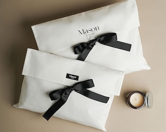 50pcs Twill Cotton Flap Bag double Layers envelope Bag with wide String & label Personalized Package Bag,Cloth,Storage Bag Customize TWI-105