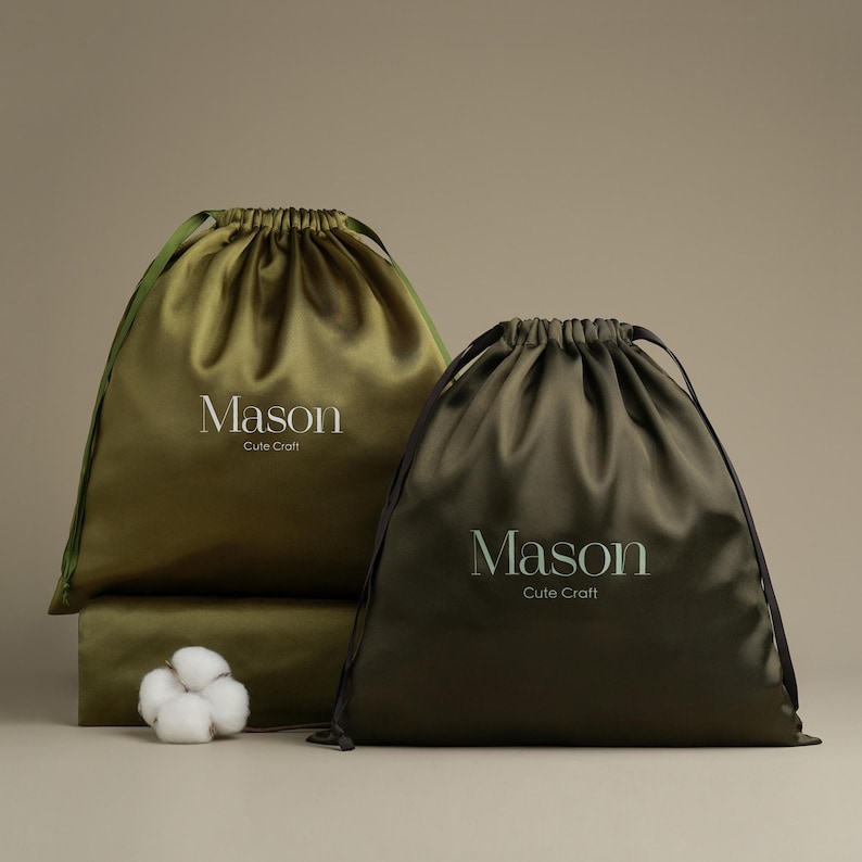 100pcs Custom Logo Satin Drawstring Bags: Handmade Package for Clothes ...